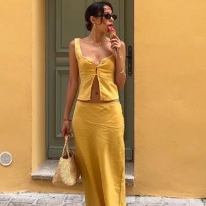 VRG girl yellow crop top